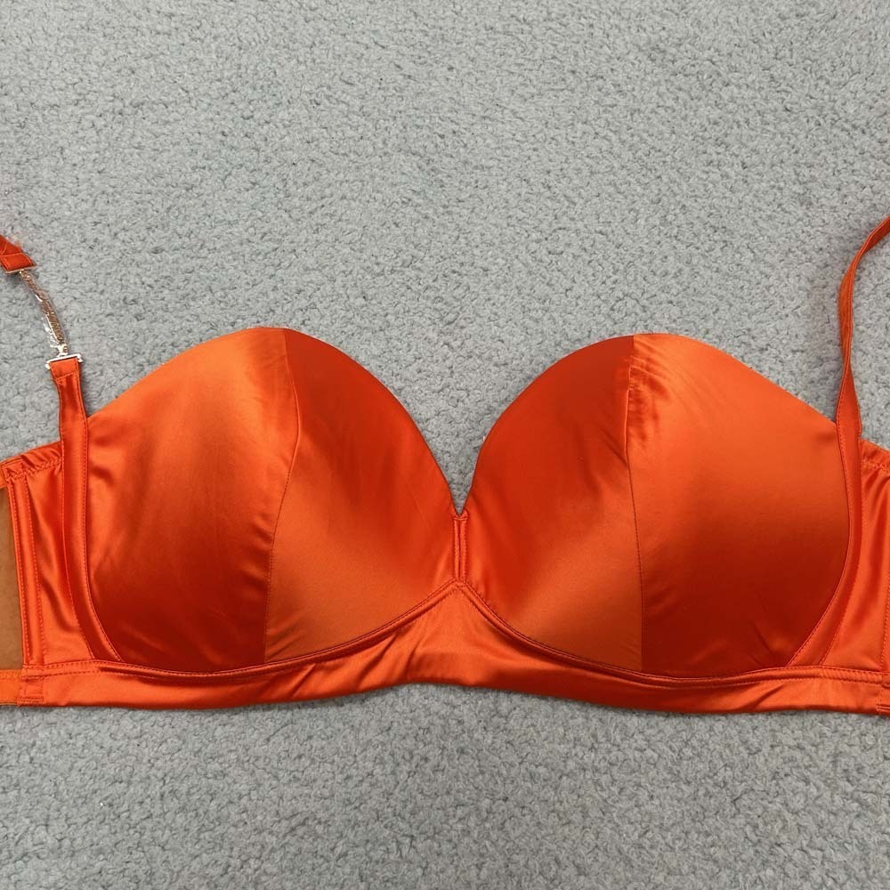 Savage X Fenty Orange Satin Push-Up Bra